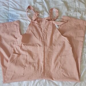 Sleeveless Tie-Strap Peach Apron Dress